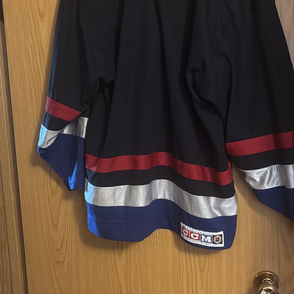 NHL Black Jersey with Red and Blue Accents